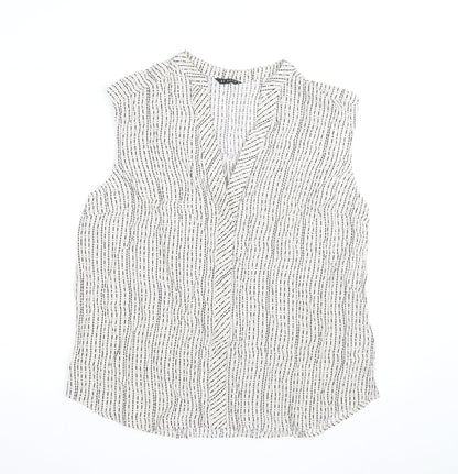 Et Vous Women’s White Striped Sleeveless Viscose Blouse Size 18