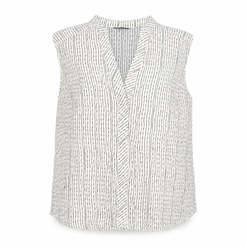 Et Vous Women’s White Striped Sleeveless Viscose Blouse Size 18