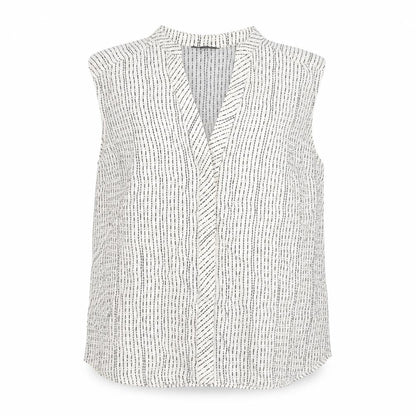 Et Vous Women’s White Striped Sleeveless Viscose Blouse Size 18