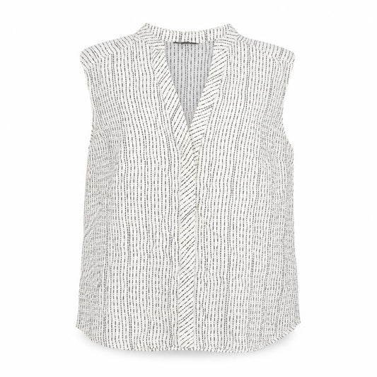 Et Vous Women’s White Striped Sleeveless Viscose Blouse Size 18