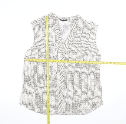 Et Vous Women’s White Striped Sleeveless Viscose Blouse Size 18