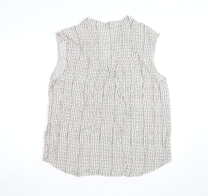 Et Vous Women’s White Striped Sleeveless Viscose Blouse Size 18
