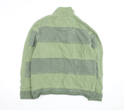 Fat Face Men's Green 1/4 Zip Striped Cotton Jacket M