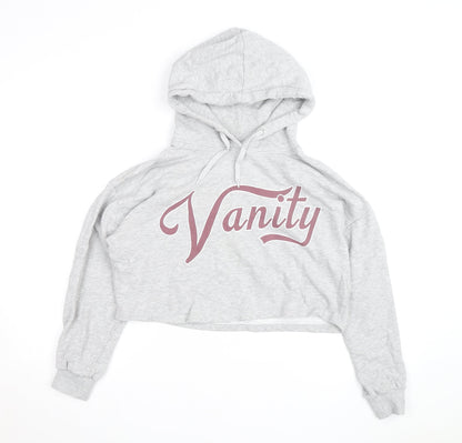 Bik Bok Women’s Grey Vanity Cropped Pullover Hoodie Size S