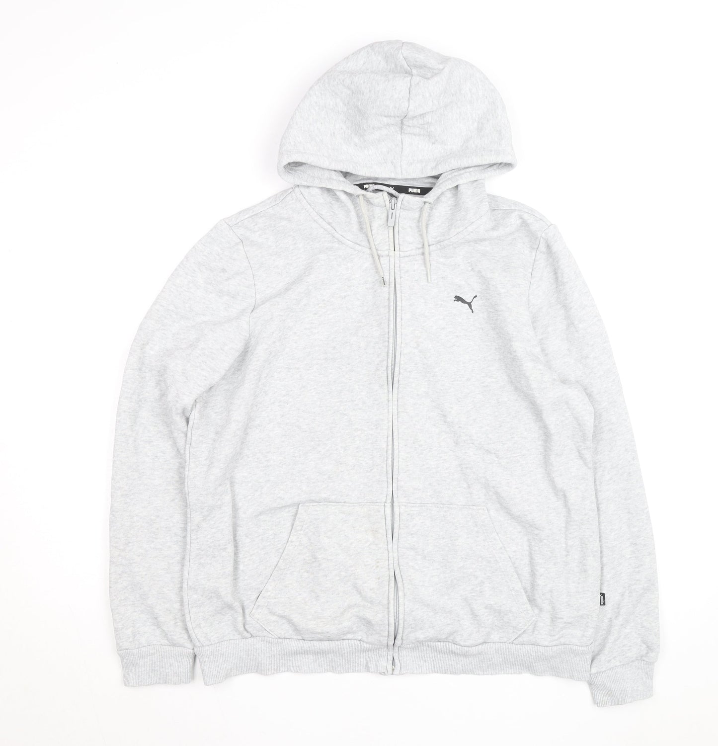 Puma Men Grey Full Zip Hoodie XL Regular Fit Cotton Blend