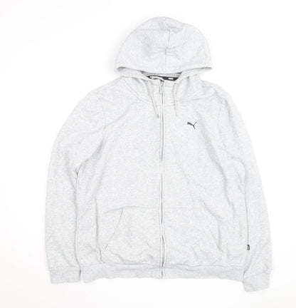 Puma Men Grey Full Zip Hoodie XL Regular Fit Cotton Blend
