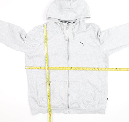 Puma Men Grey Full Zip Hoodie XL Regular Fit Cotton Blend