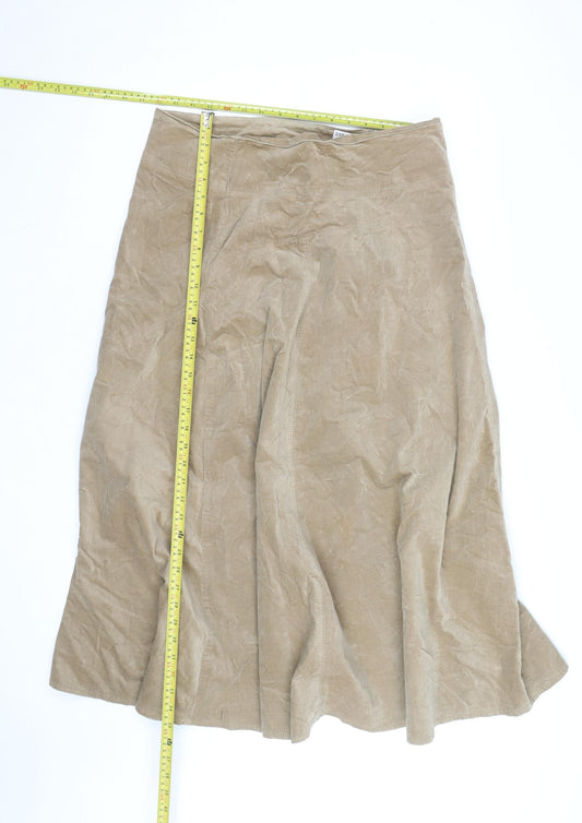 Marks and Spencer Women’s Beige A-Line Midi Velvet Skirt UK 14