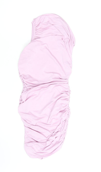 PrettyLittleThing Women’s Pink Strapless Ruched Bodycon Dress Size 10