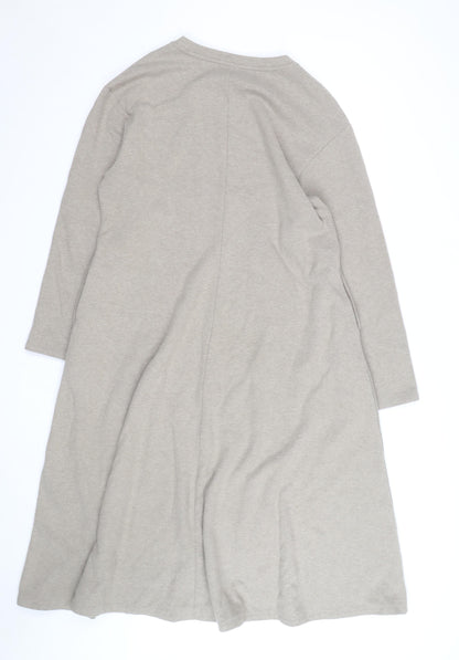 Uniqlo Women Beige Long Sleeve Midi Shift Dress L