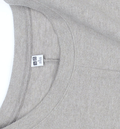 Uniqlo Women Beige Long Sleeve Midi Shift Dress L