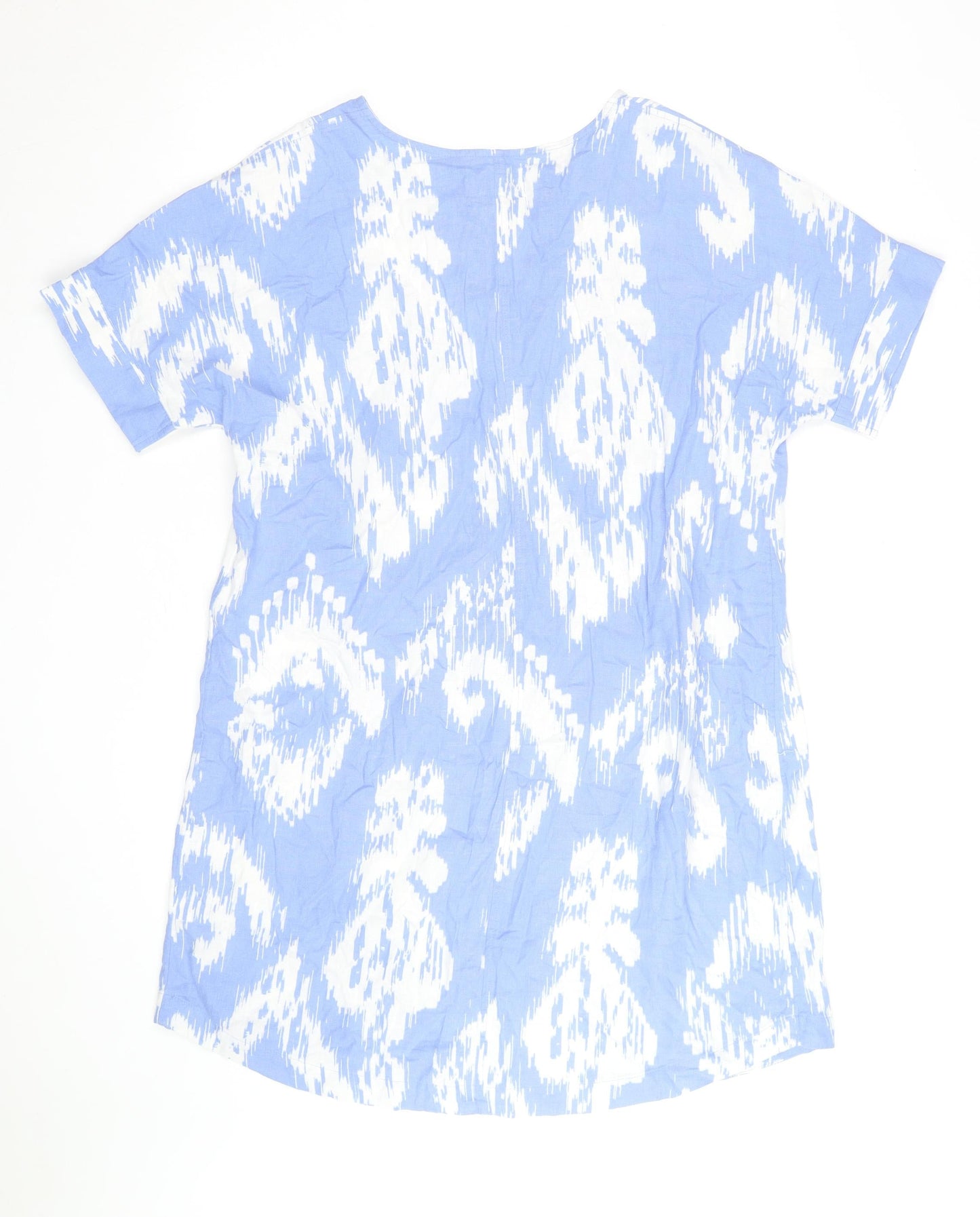 Marks and Spencer Women’s Blue Linen Shift Dress Size 14 Short Sleeve