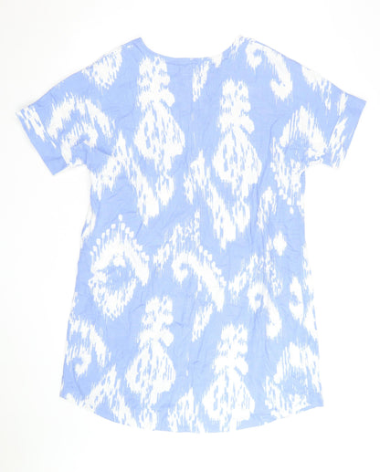Marks and Spencer Women’s Blue Linen Shift Dress Size 14 Short Sleeve