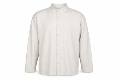 Murano Men's Beige Long Sleeve High Neck Cotton Shirt L