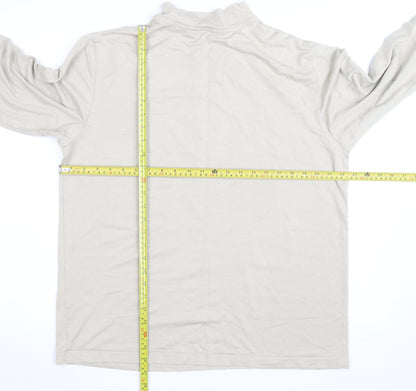 Murano Men's Beige Long Sleeve High Neck Cotton Shirt L
