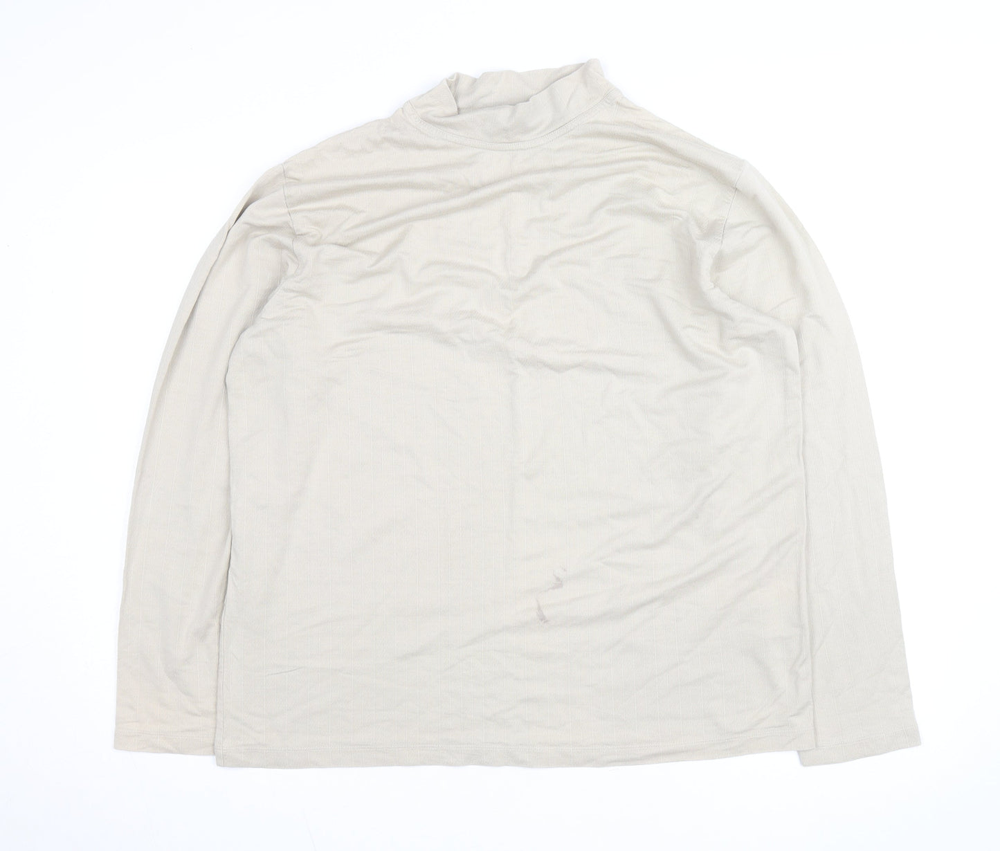 Murano Men's Beige Long Sleeve High Neck Cotton Shirt L