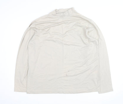 Murano Men's Beige Long Sleeve High Neck Cotton Shirt L