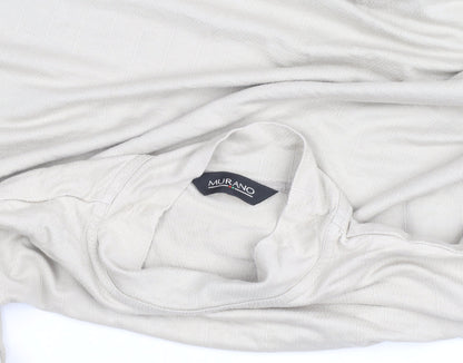 Murano Men's Beige Long Sleeve High Neck Cotton Shirt L