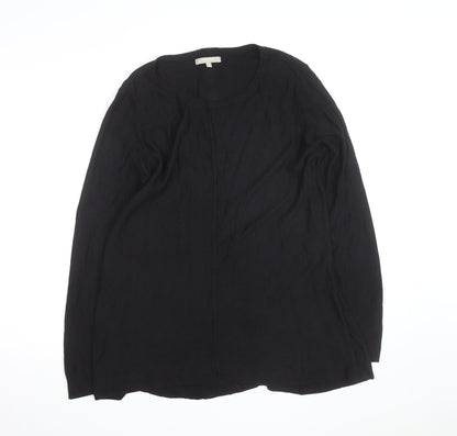Joan Vass Women Black Long Sleeve Crew Neck Pullover Jumper Size L