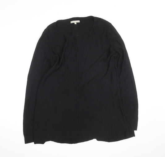 Joan Vass Women Black Long Sleeve Crew Neck Pullover Jumper Size L