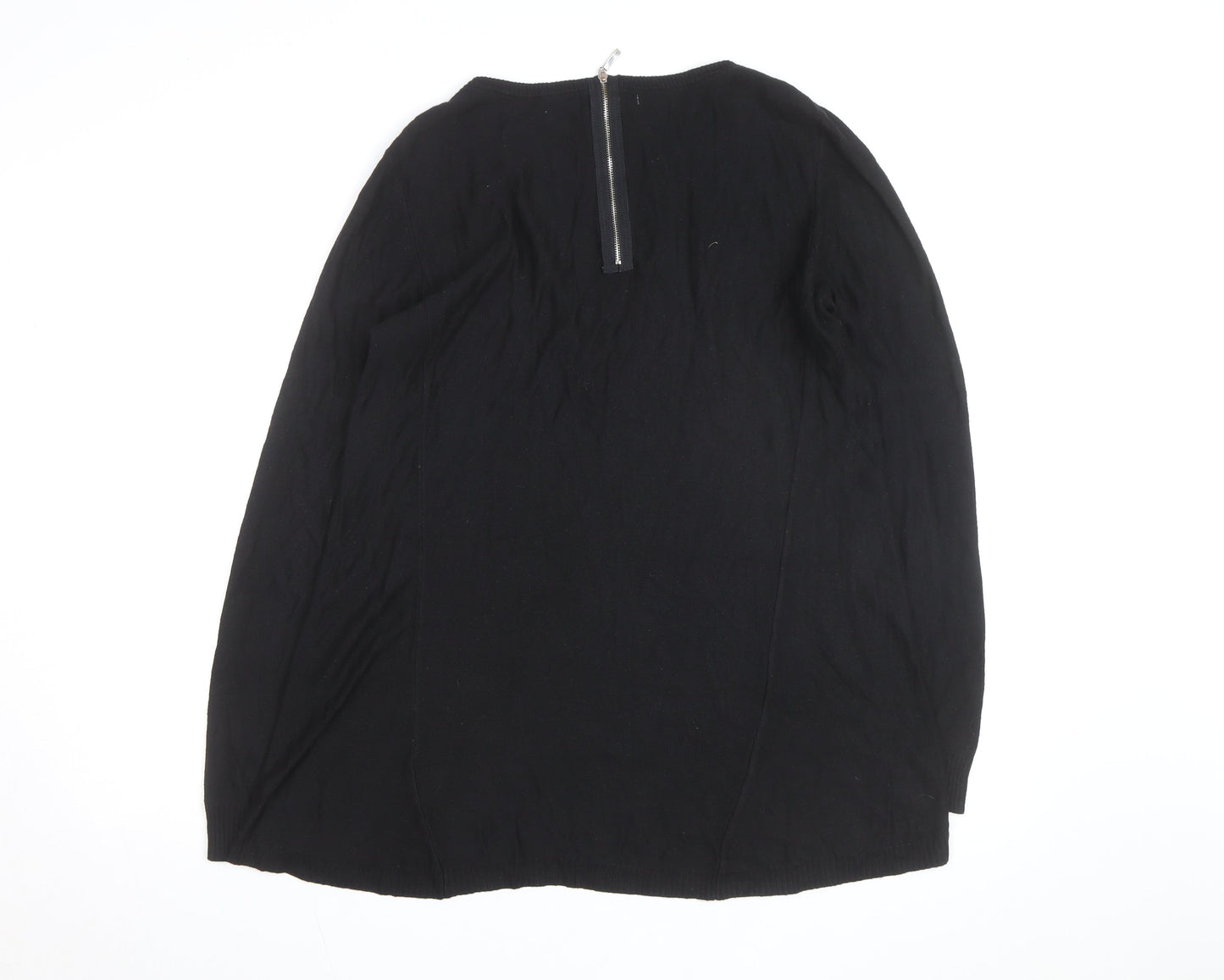 Joan Vass Women Black Long Sleeve Crew Neck Pullover Jumper Size L