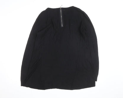 Joan Vass Women Black Long Sleeve Crew Neck Pullover Jumper Size L