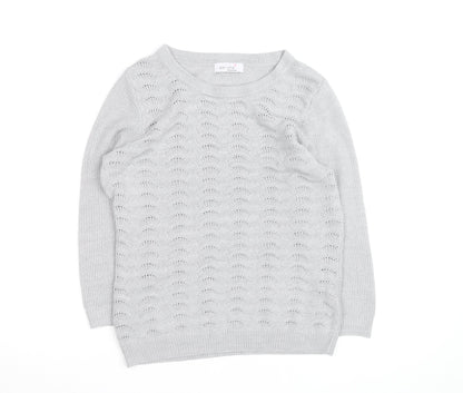 Marks and Spencer Per Una Grey Cotton Jumper Women Size 10 Crew Neck