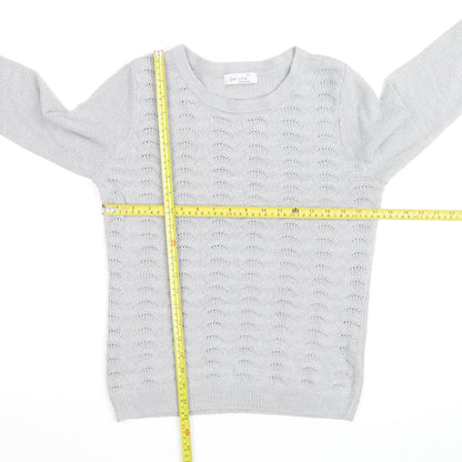 Marks and Spencer Per Una Grey Cotton Jumper Women Size 10 Crew Neck