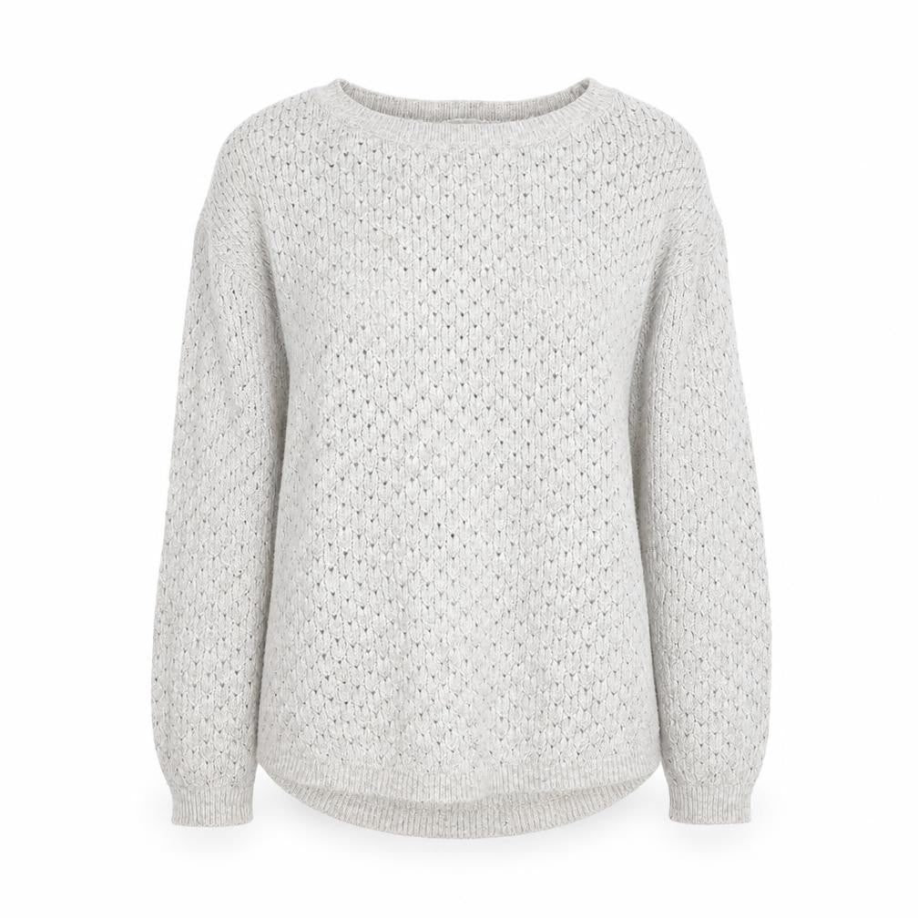 FatFace Women’s Grey Open-Knit Cotton Blend Jumper Size 8