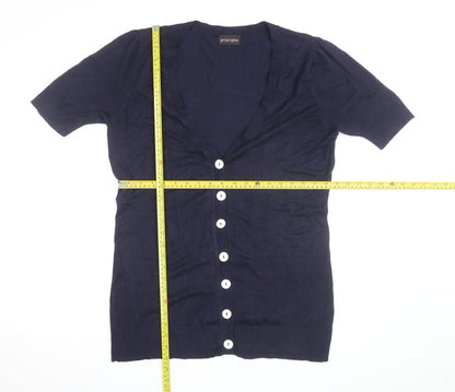 Principles Women’s Blue V-Neck Short Sleeve Button Cardigan Size 20