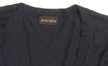 Principles Women’s Blue V-Neck Short Sleeve Button Cardigan Size 20