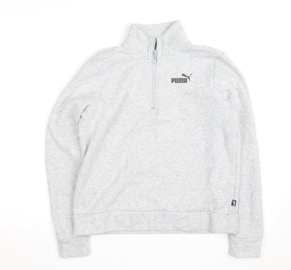 Puma Boys Grey 1/4 Zip Fleece Sweatshirt M Athletic Training Top