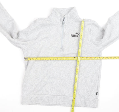 Puma Boys Grey 1/4 Zip Fleece Sweatshirt M Athletic Training Top