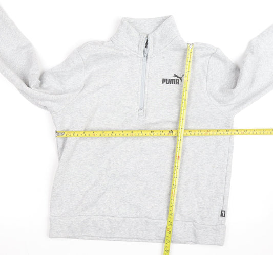 Puma Boys Grey 1/4 Zip Fleece Sweatshirt M Athletic Training Top