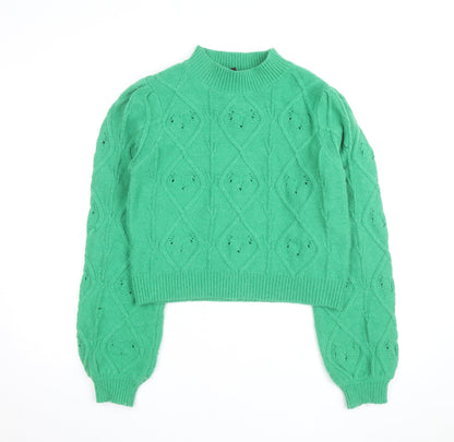 New Look Women’s Green Mock Neck Cable-Knit Tall Jumper Size 16