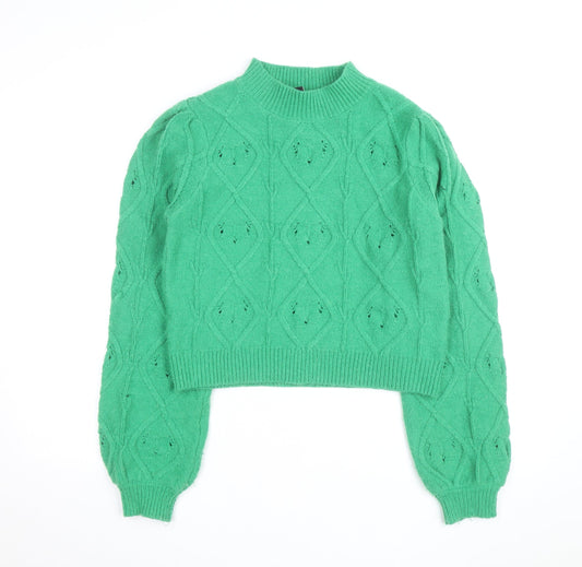 New Look Women’s Green Mock Neck Cable-Knit Tall Jumper Size 16