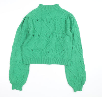 New Look Women’s Green Mock Neck Cable-Knit Tall Jumper Size 16