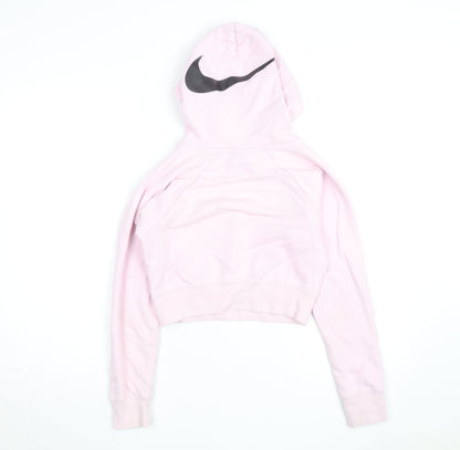 Nike Women's Pink Cropped Pullover Hoodie XS