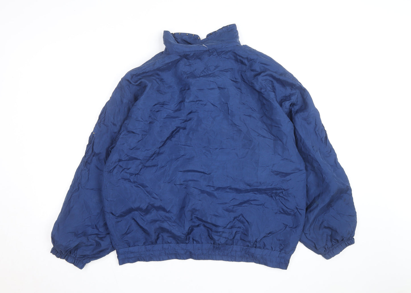 EVR Men's Blue Silk Studded Bomber Jacket L Vintage 80s Style