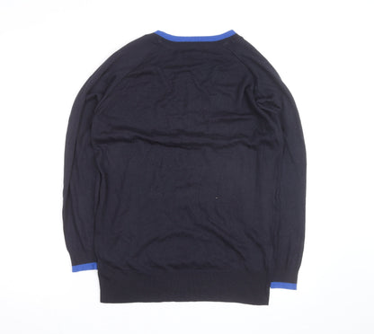 Next Men's Black V-Neck Cotton Jumper Size S