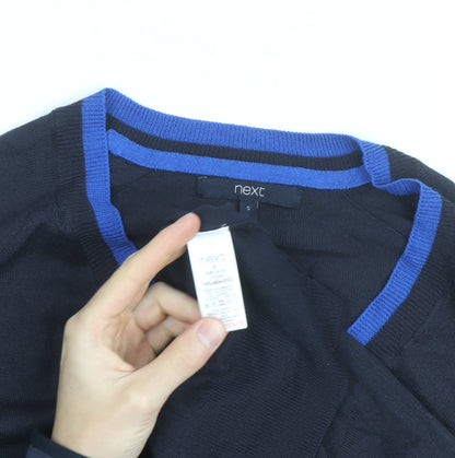 Next Men's Black V-Neck Cotton Jumper Size S