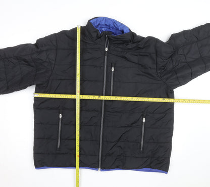 Lands' End Men's Black L Puffer Jacket Primaloft Insulated Winter Coat