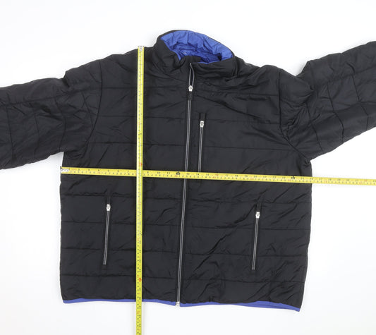 Lands' End Men's Black L Puffer Jacket Primaloft Insulated Winter Coat
