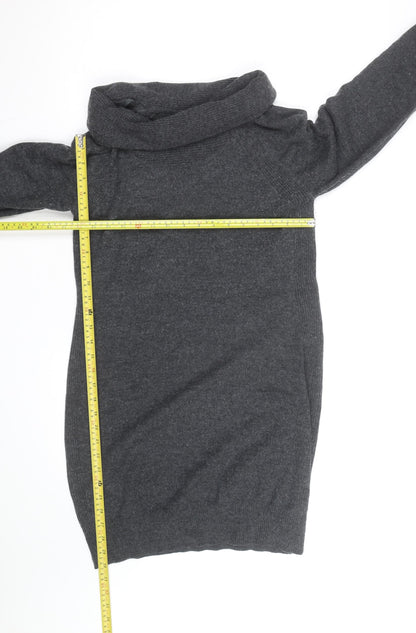 Paul Costelloe Women Grey Wool Cowl Neck Long Sleeve Jumper L