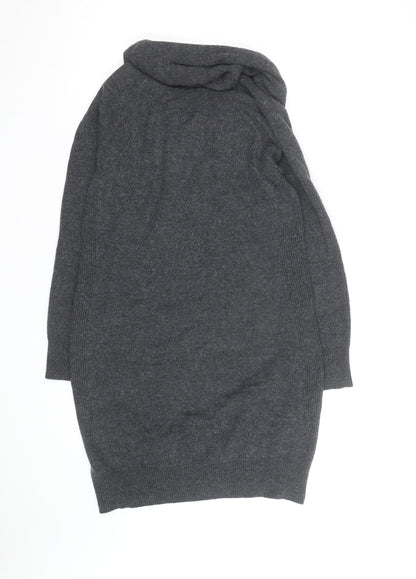 Paul Costelloe Women Grey Wool Cowl Neck Long Sleeve Jumper L