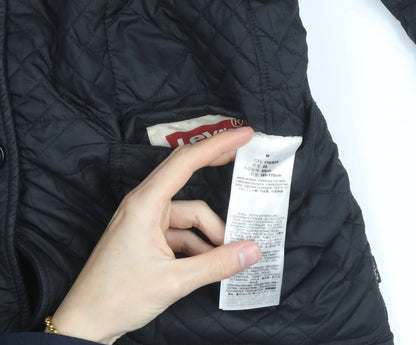 Levi's Men's Black Quilted Mid-Length Jacket Size M Regular Fit