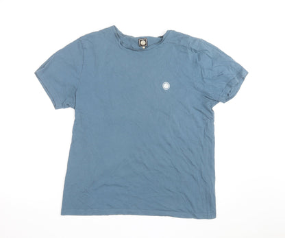 Pretty Green Men's Blue Cotton Crew Neck Short Sleeve T-Shirt L