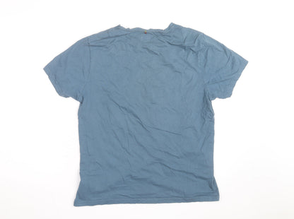 Pretty Green Men's Blue Cotton Crew Neck Short Sleeve T-Shirt L
