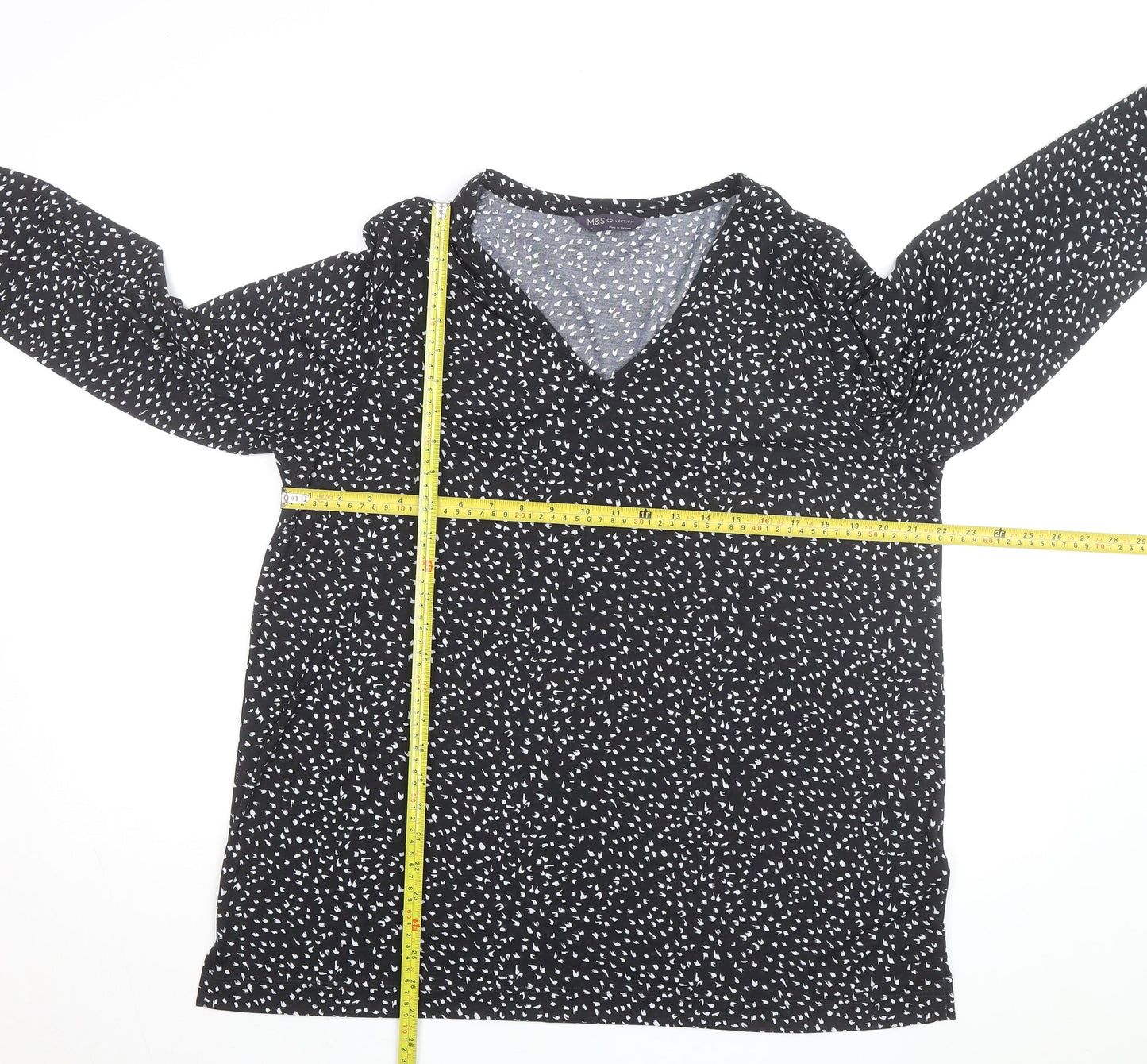 Marks and Spencer Women's Black Wrap Jersey Blouse Size 18
