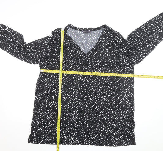 Marks and Spencer Women's Black Wrap Jersey Blouse Size 18